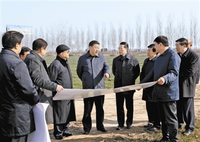 2017年2月23日，中共中央總書記、國家主席、中央軍委主席習(xí)近平在河北省安新縣考察雄安新區(qū)規(guī)劃建設(shè)工作。新華社記者 蘭紅光 攝